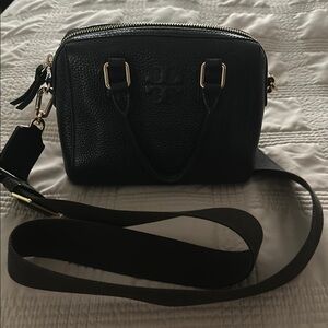 Tory Burch Black Crossbody Bag with Adjustable Strap and Gold Hardware